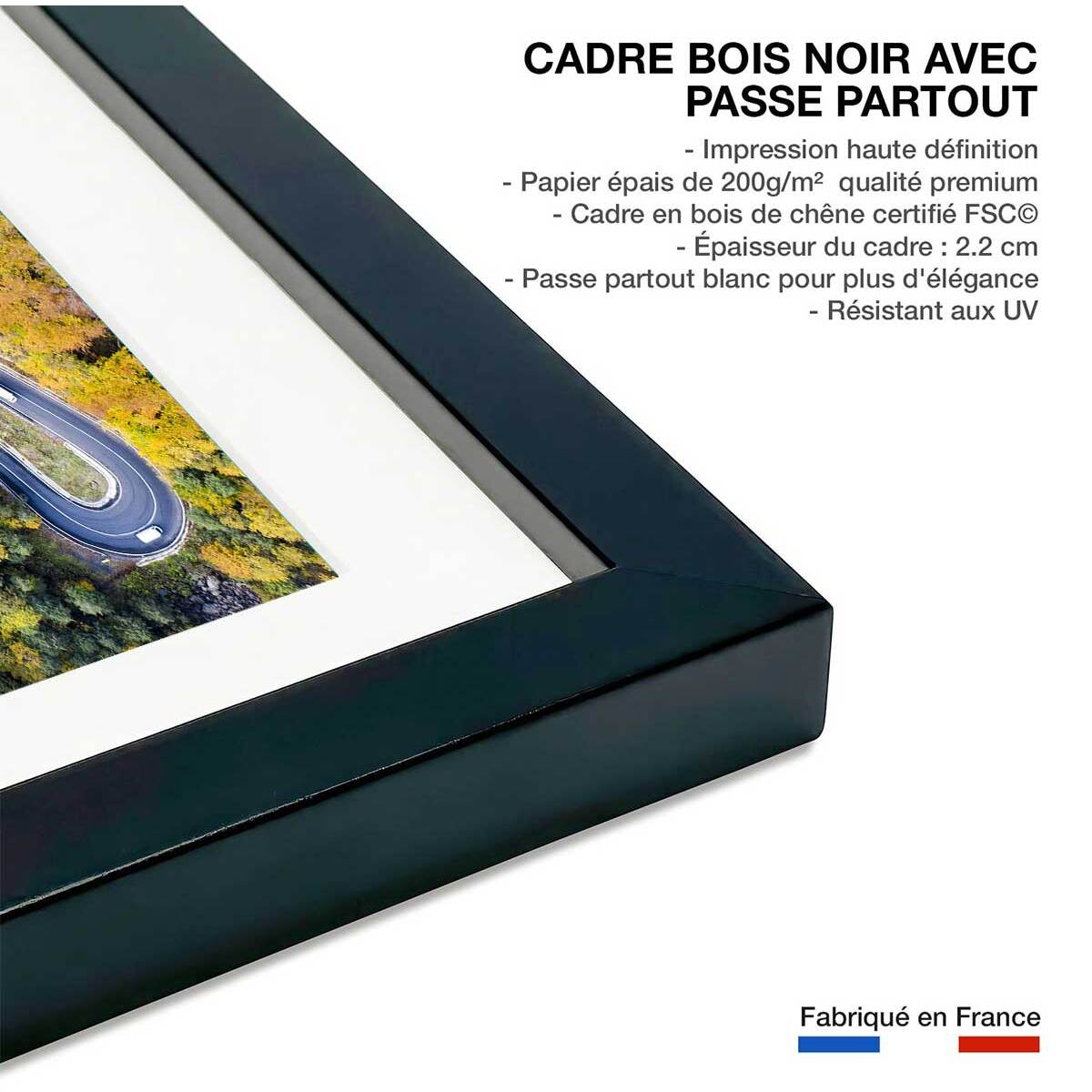 Affiche Route d' automne Affiche + cadre en bois - Noir