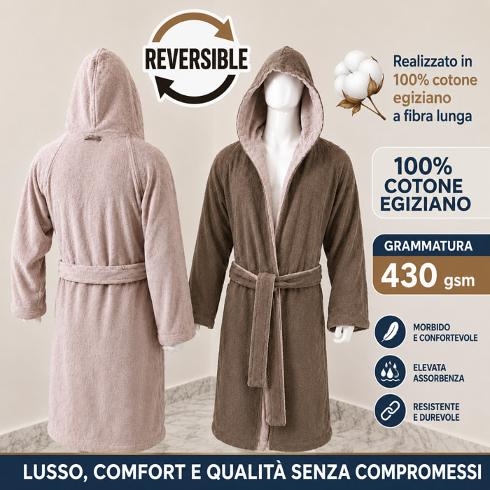 COTONE EGIZIANO Accappatoio Reverse in cotone egiziano 430 gr_Cream