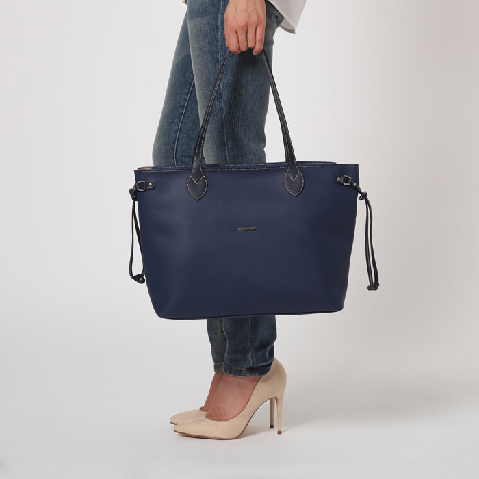 Bolso shopper - cuero - azul marino