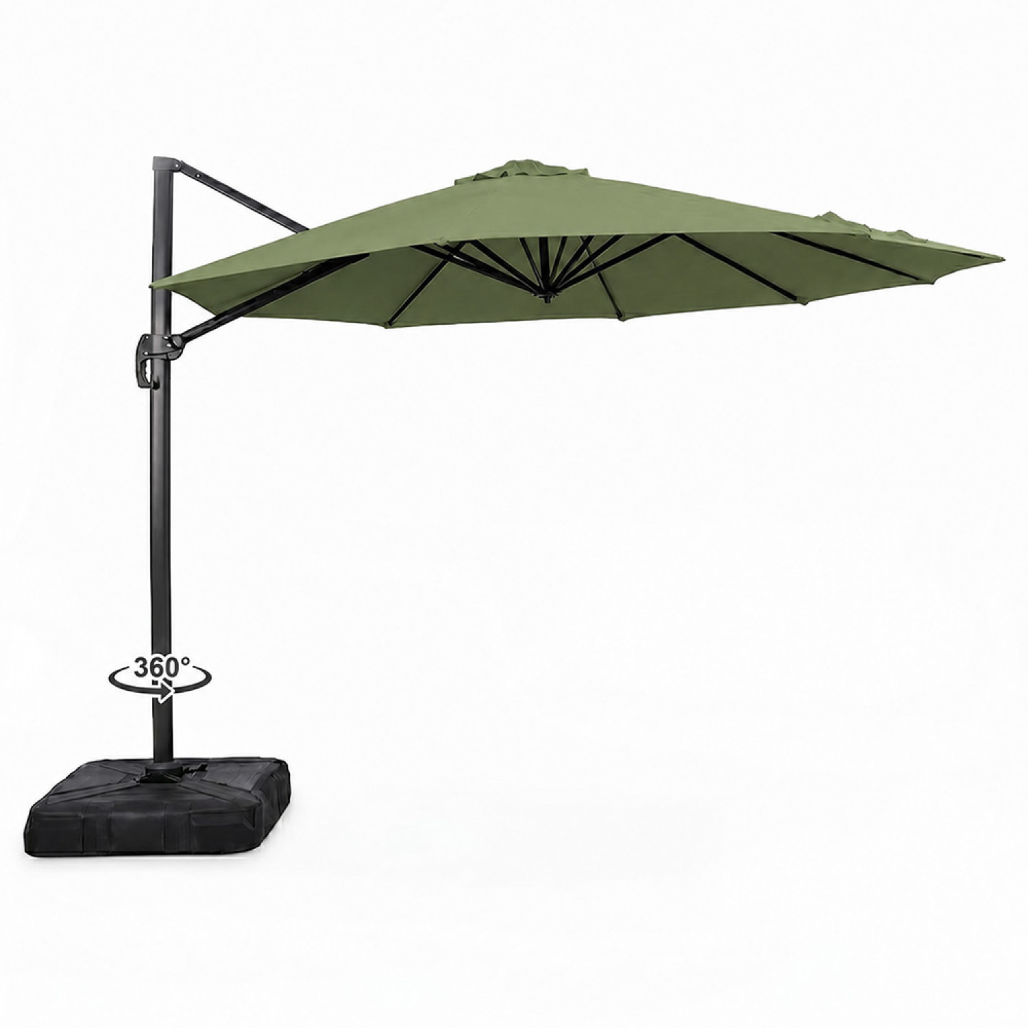 Parasol octogonal Ø 350cm déporté vert en aluminium TARGA