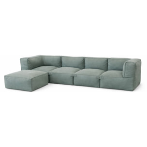 VERONE Salon de jardin modulable 5 places vert en tissu déperlant