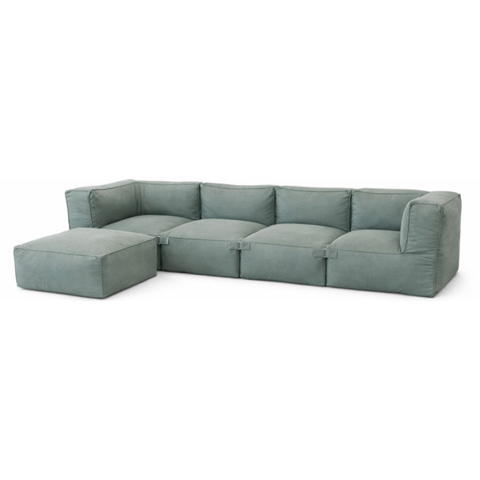 VERONE Salon de jardin modulable 5 places vert en tissu déperlant