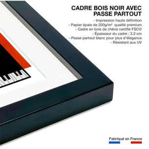 Poster musique trio Affiche + cadre en bois - Noir