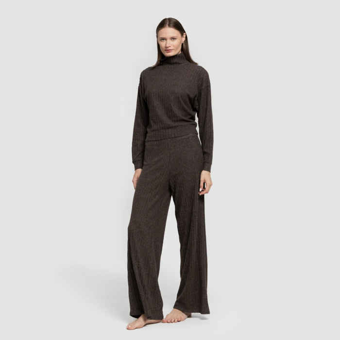 Pantalón largo ancho 4x2 canalé mujer