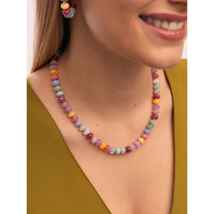 Collar Color Stones Acero Baño Oro