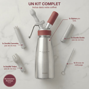 Siphon professionnel inox GOBEL - cuve inox - tête inox - 0.5L