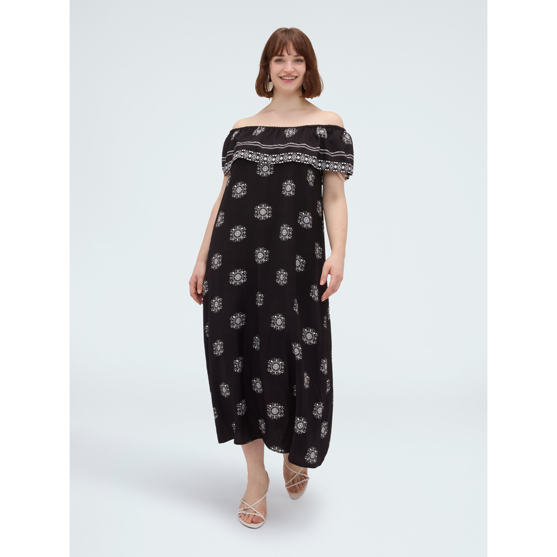 Fiorella Rubino - Vestido Chill off-shoulder en viscosa - Negro