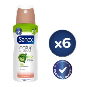 Pack de 6 - Déodorant Sanex Natur Protect bio pure & fresh compressé - 100ml