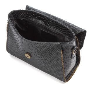 Mariola Bolso bandolera Mujer.Piel auténtica Gamuza Grabado Serpiente