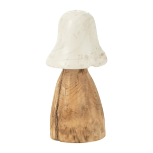 J-Line figurine champignon Cloche - bois -  blanc/naturel - small