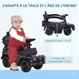 Porteur enfants voiture enfant multi-équipée 12-36 mois klaxon marche-pieds, garde-corps et ombrelle noir