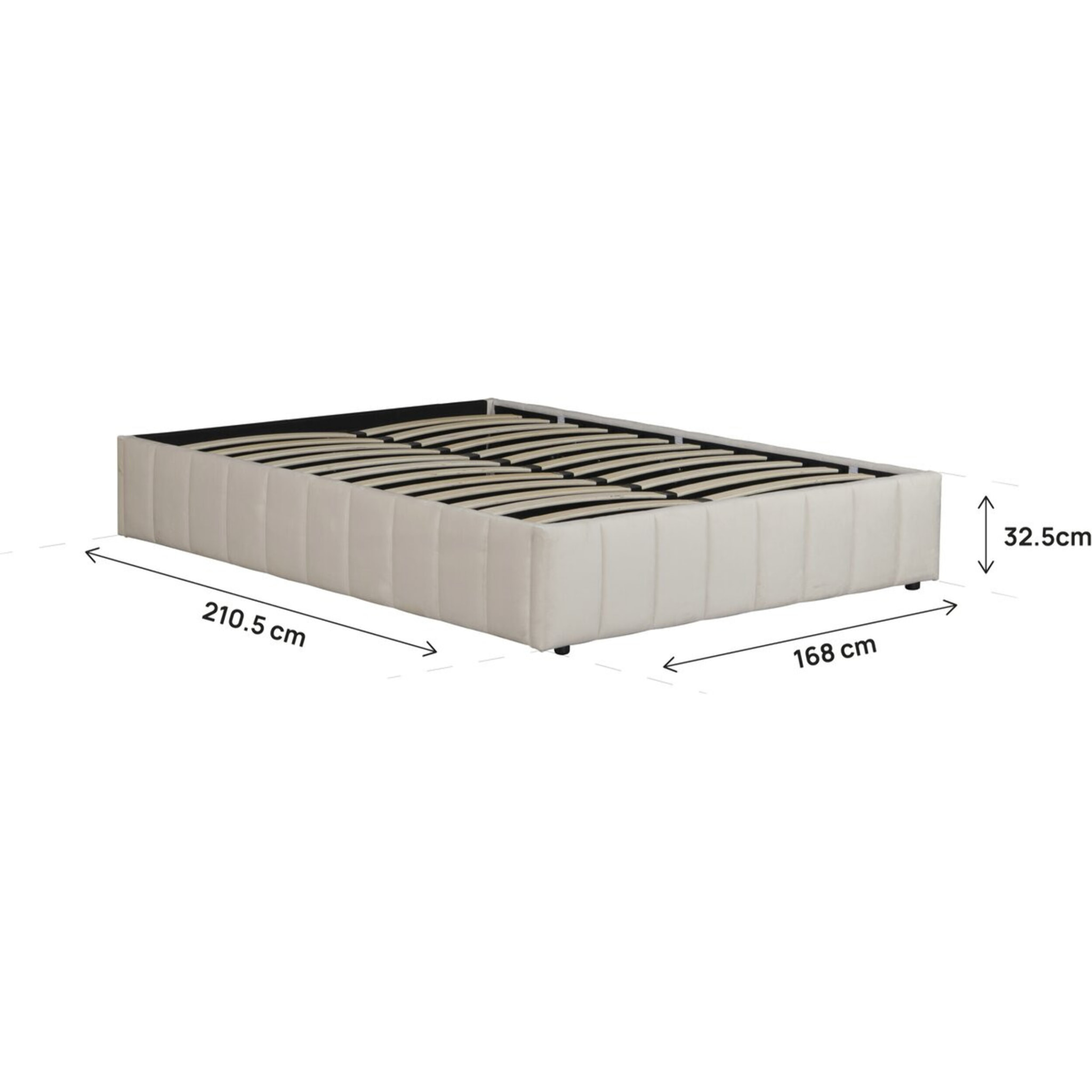 Lit double en velours avec coffre et sommier "Meribel" - Beige - 160 x 200 cm