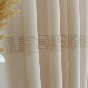 Voilage bohème à bandes ajourées - Beige