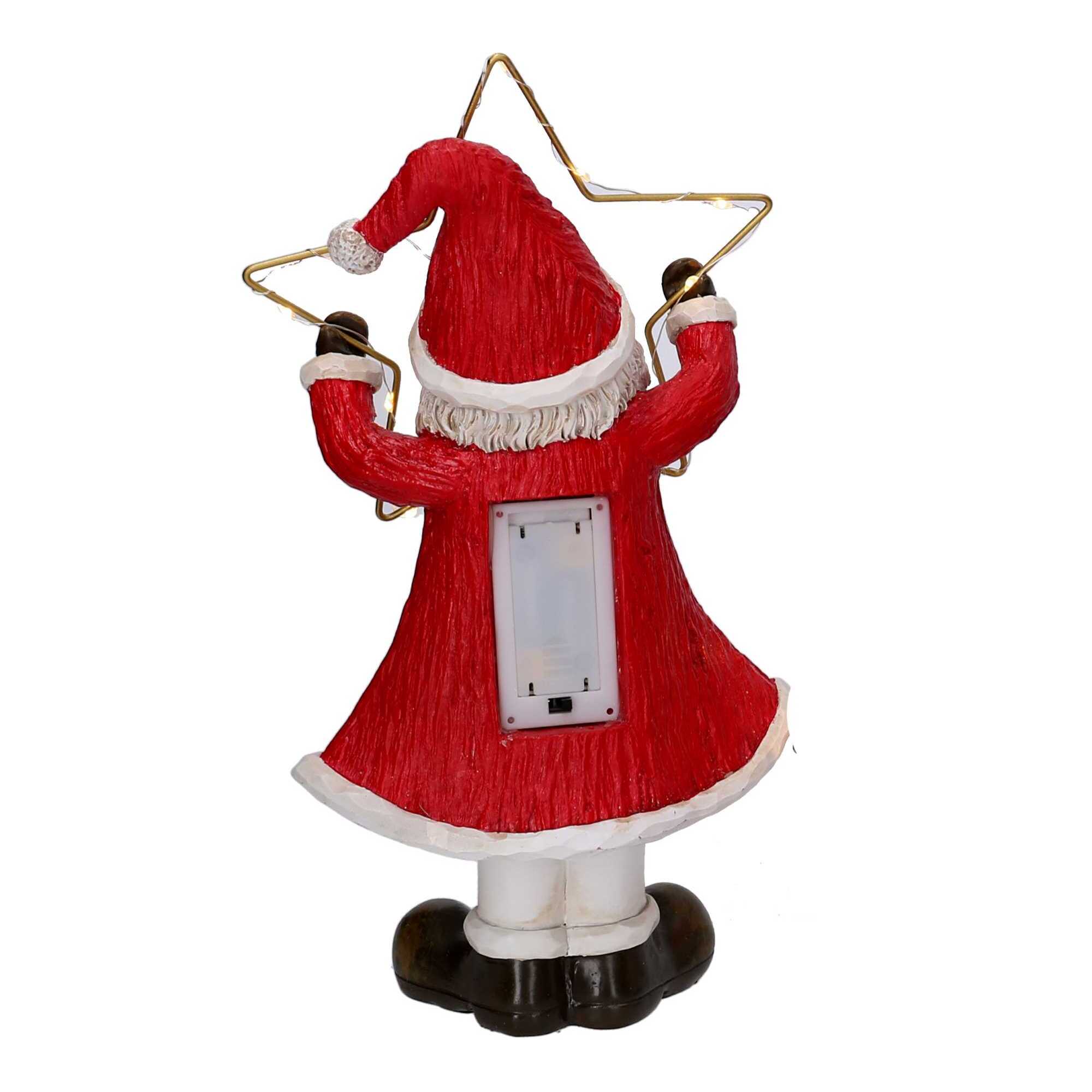 Babbo natale in resina rosso con stella led cm16x10h28