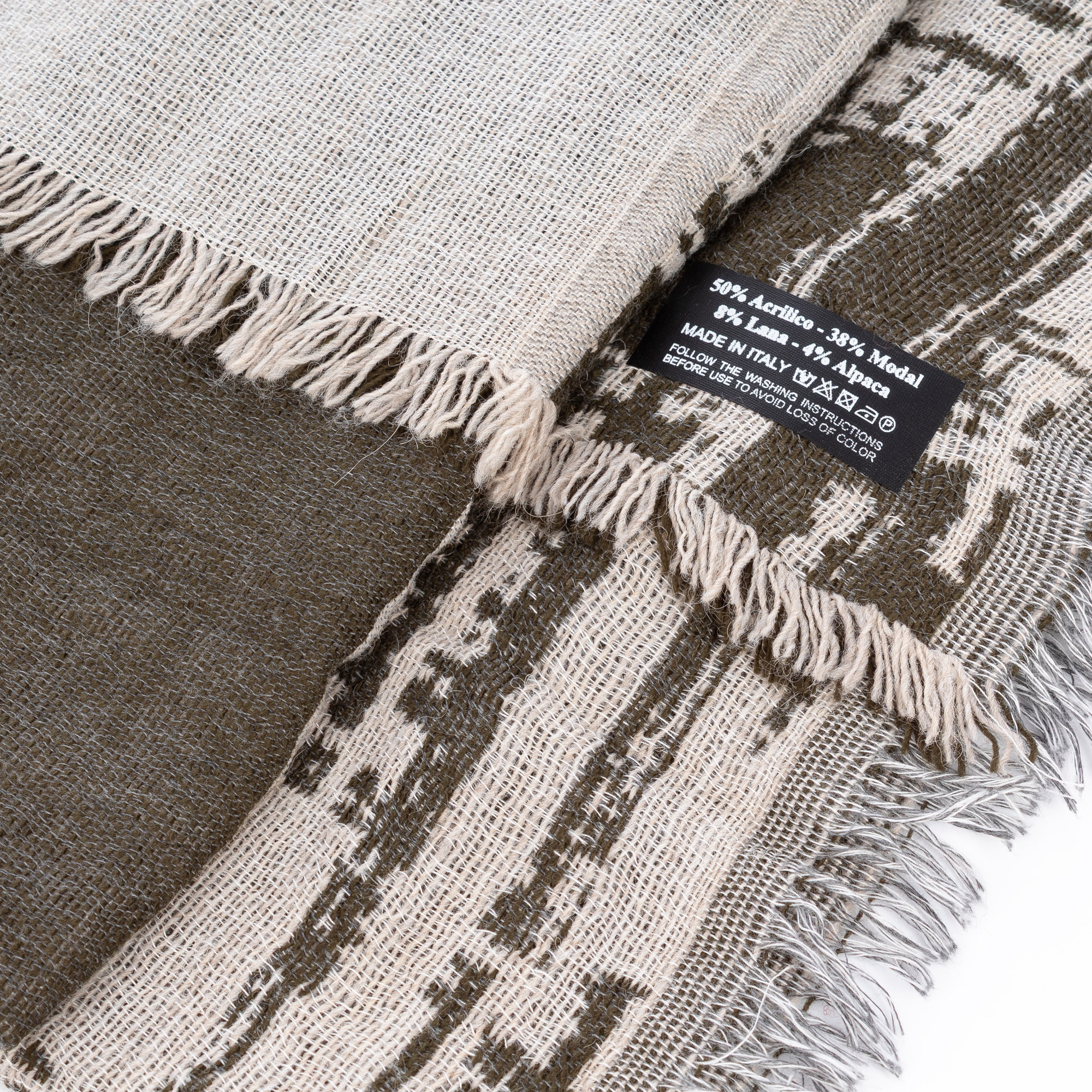 Foulard sciarpa design lineare doppio risvolto modal e lana. Made in Italy.