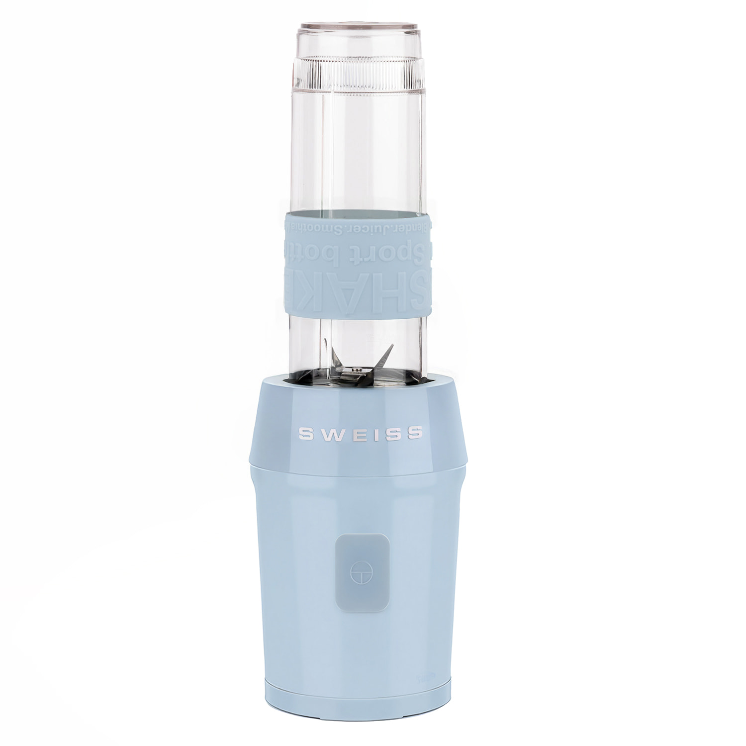 SWEISS Mini Batidora Portátil MOOV6, 2 Botellas de 570 ml con Tapas de Viaje, 4 Cuchillas de Acero Inoxidable, 300W, Azul