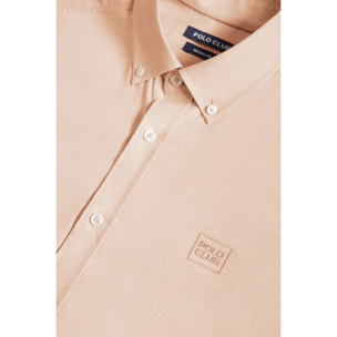 Camicia color pesca oxford con logo Polo Club