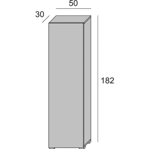 Armadio multiuso Fiordaliso, Mobile lineare a 1 Anta e 7 ripiani, Colonna da ingresso o bagno, Scarpiera moderna, 100% Made in Italy, Cm 50x30h182, Cemento e Bianco