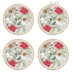 VINILIKO, set de 4 individuales de mesa Circular Flores de Pascua 4u-[Diam] 40 cm