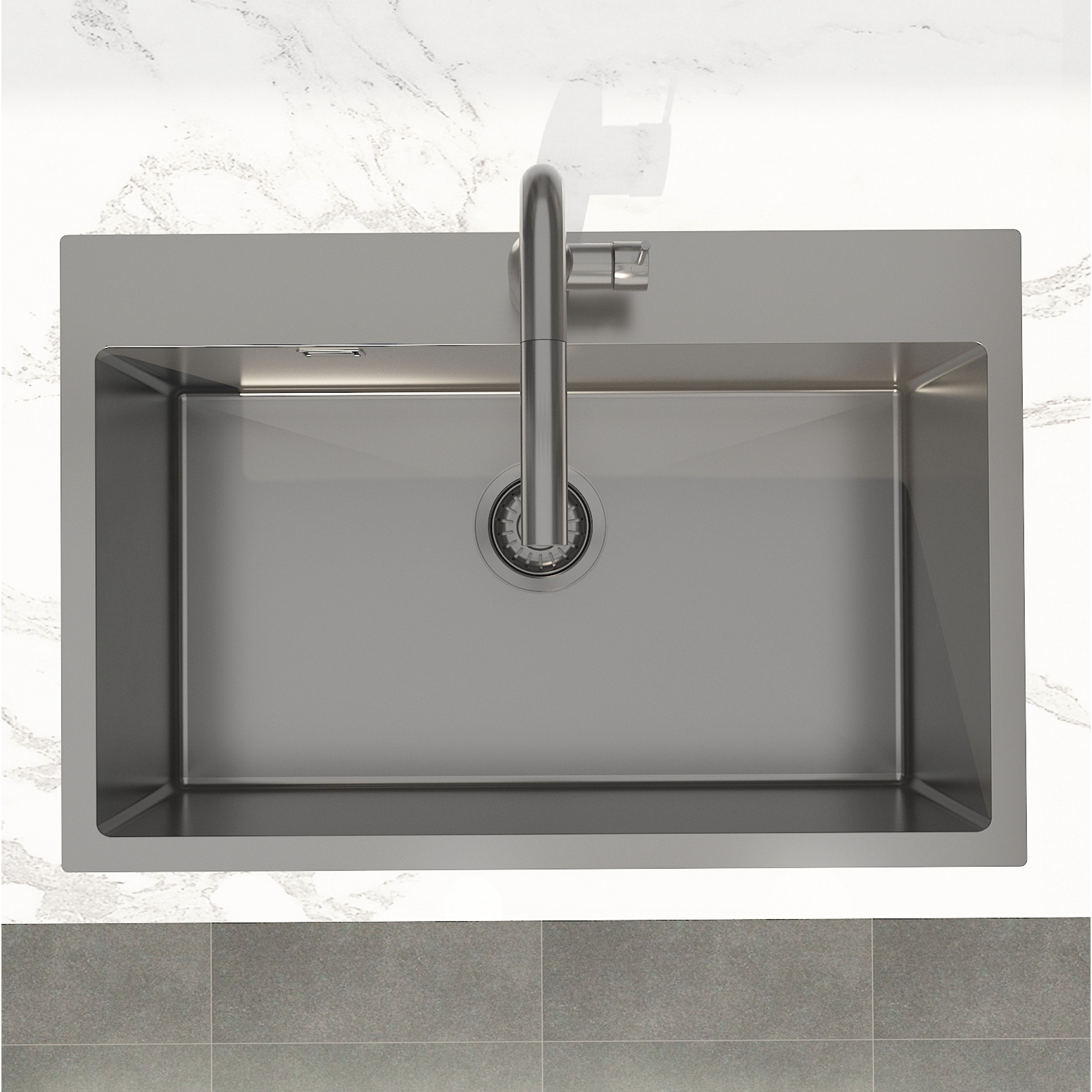 Swiss Aqua Technologies Timeless Évier de cuisine encastrable en inox 304, 68x45x21 cm, Gun Metal brossé PVD