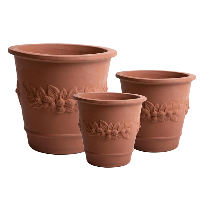 Set Di 3 D.50/39/31 Cm Cachepot Festonato - Pezzi 1 - 50X50X50cm - Colore: Marrone - Bianchi Dino - Decori Casa E Complementi