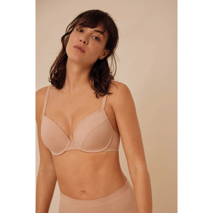 Reggiseno imbottito con ferretto beige, coppe B e C