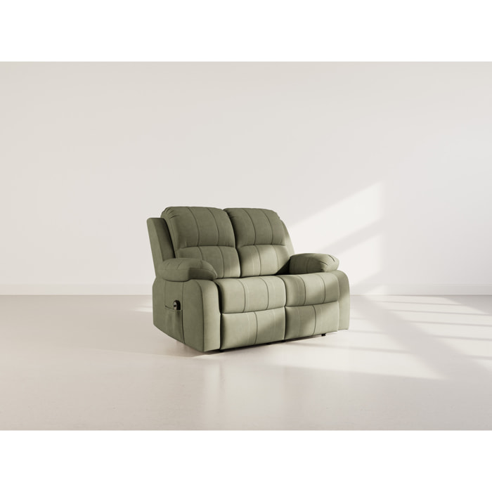 Armand - Canapé 2 places relax électrique en velours côtelé - Vert