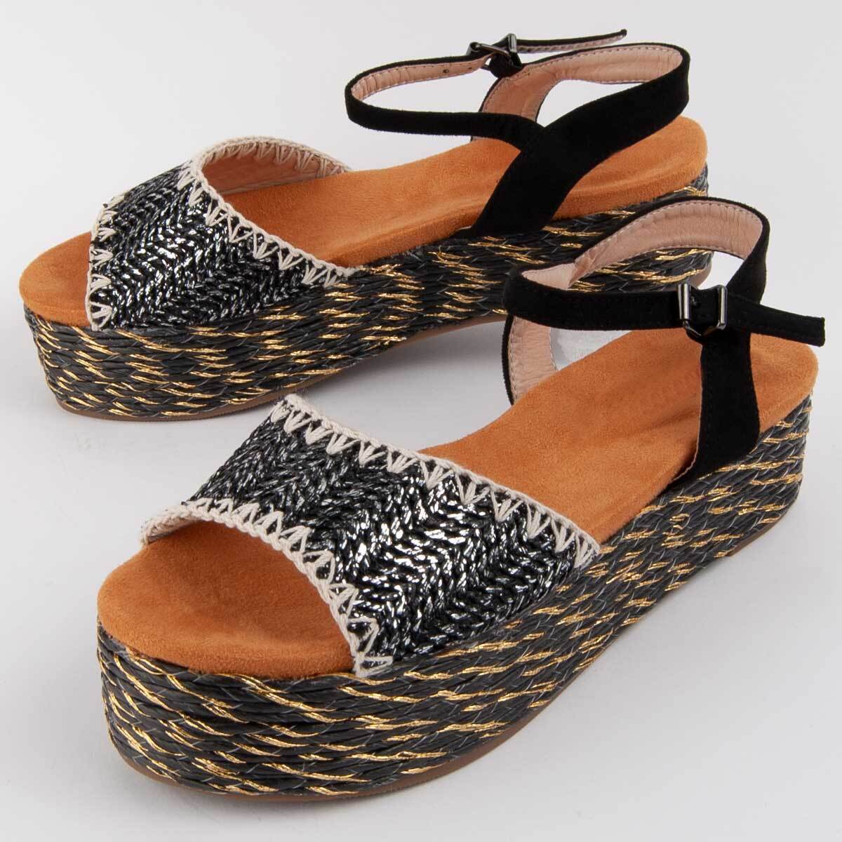 Sandalia De Plataforma - Negro - Altura: 5 Cm