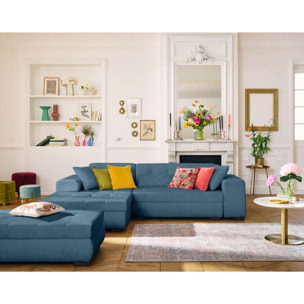 Vermont - pouf d'appoint - en velours côtelé - Bleu