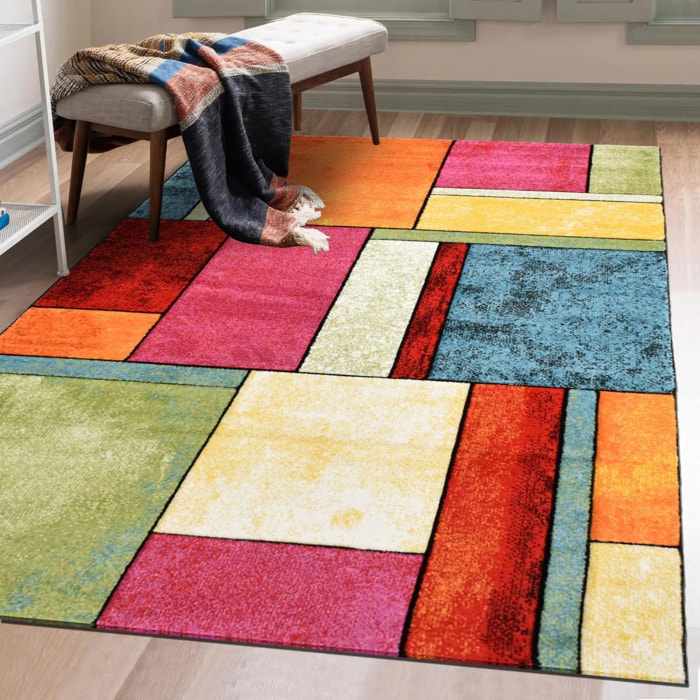 Tapis salon et chambre tissé motif géométrique TUHO