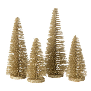 J-Line décoration Sapin De Noël Paillettes - plastique - doré clair - boîte de 4