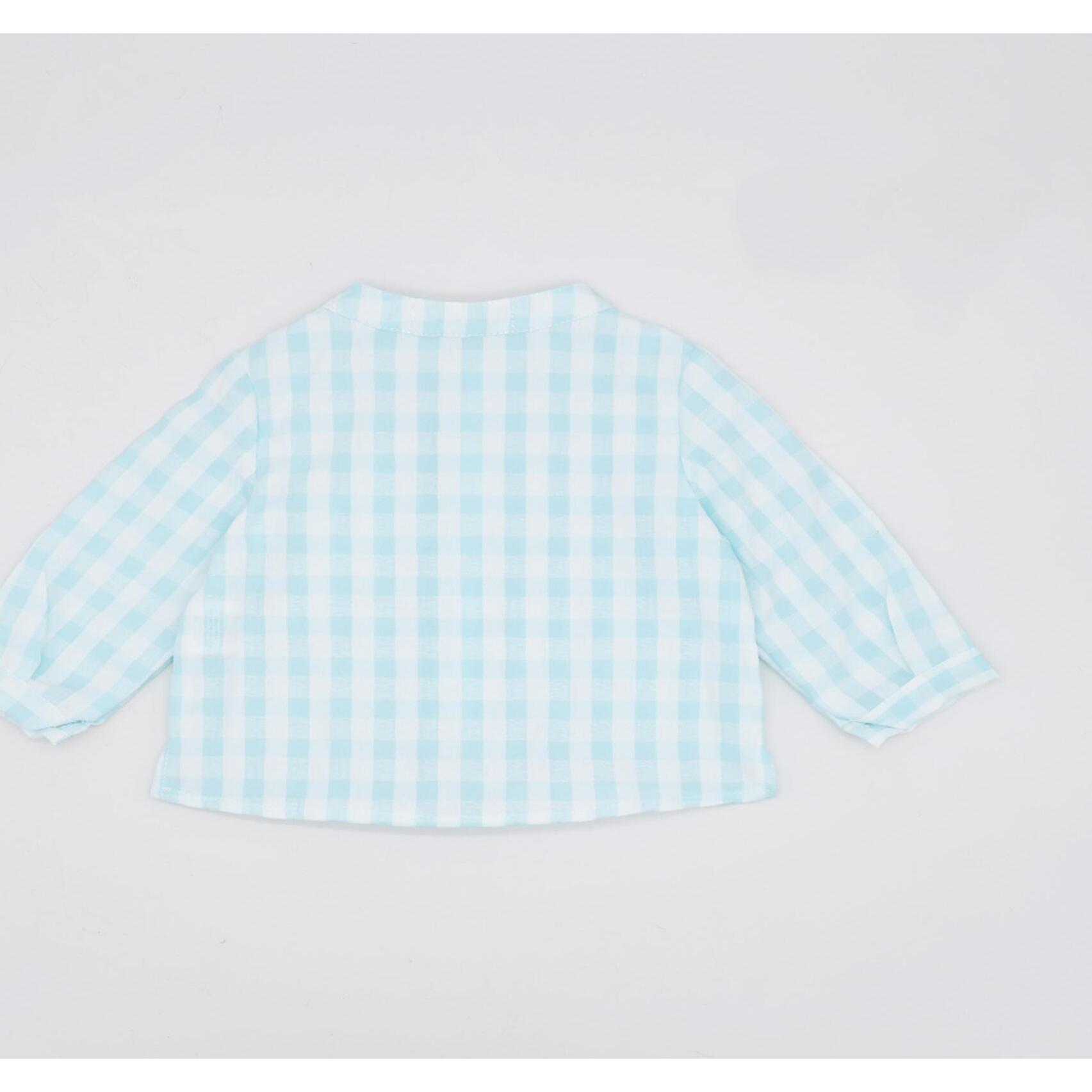 CAMISA VICHY TURQUESA CON BOLSILLO