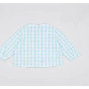 CAMISA VICHY TURQUESA CON BOLSILLO