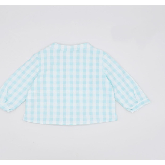 CAMISA VICHY TURQUESA CON BOLSILLO