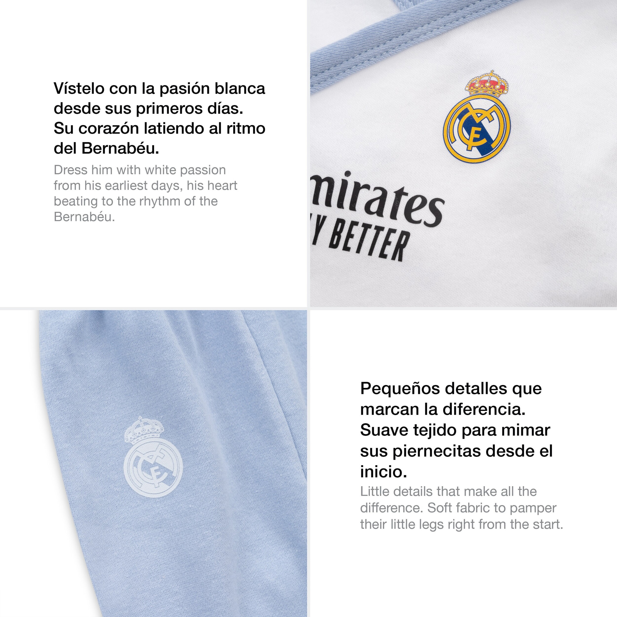 Set Regalo 5 Pcs 100% Alg  T 0-6 m Mod Real Madrid Azul