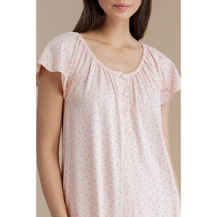 Camicia da notte donna in cotone con manica corta e  e apertura sul davanti articolo little flower Noidinotte