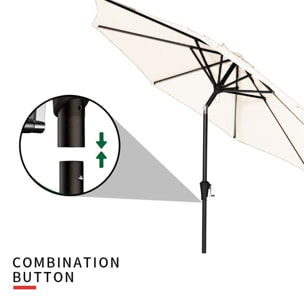 Ombrellone Da Giardino Parasole Per Balcone Con Air Vent Inclinazione Regolabile Apertura A Manovella Anti UV Impermeabile 2.7 M Bianco