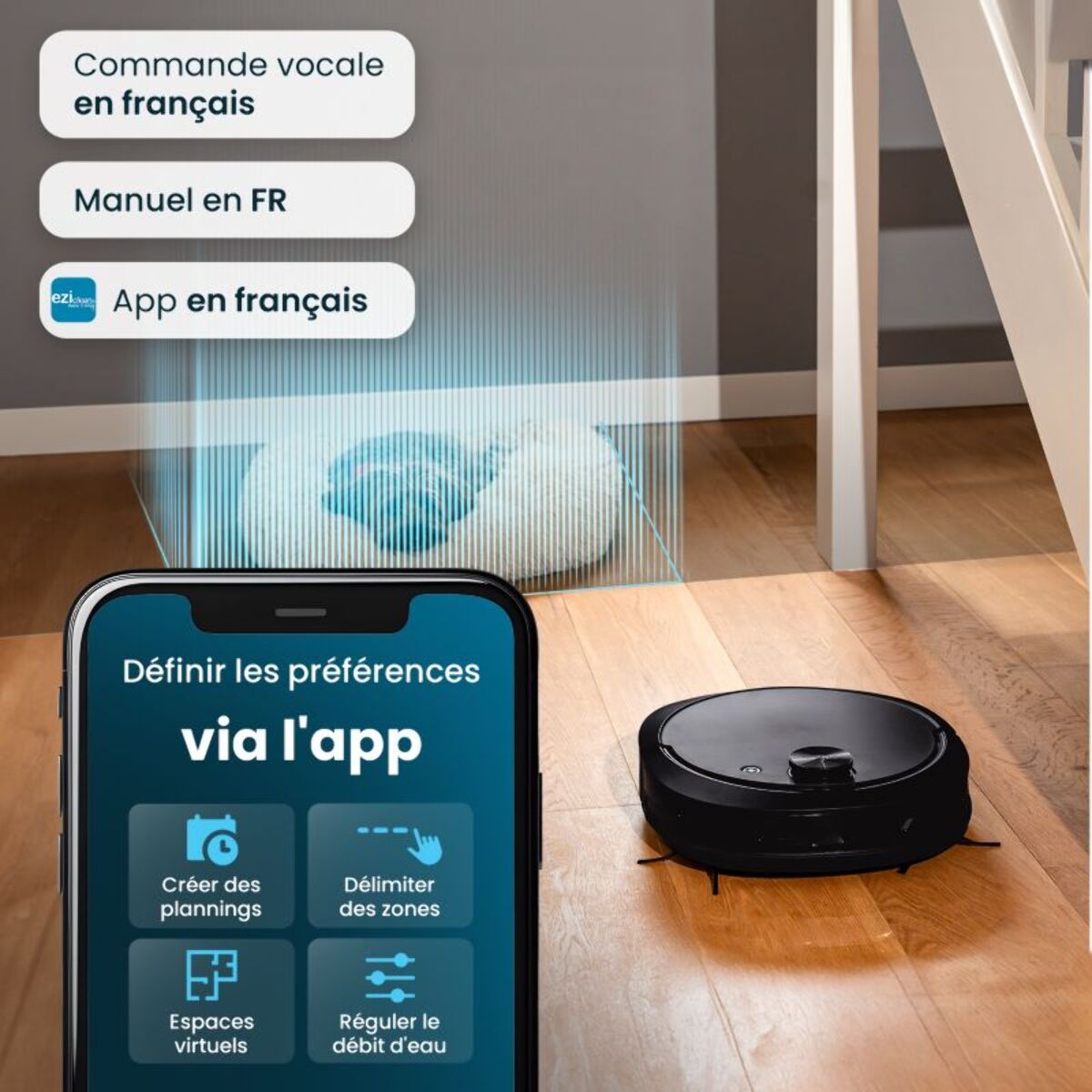 Aspirateur robot EZICLEAN All in one Z10 Plus
