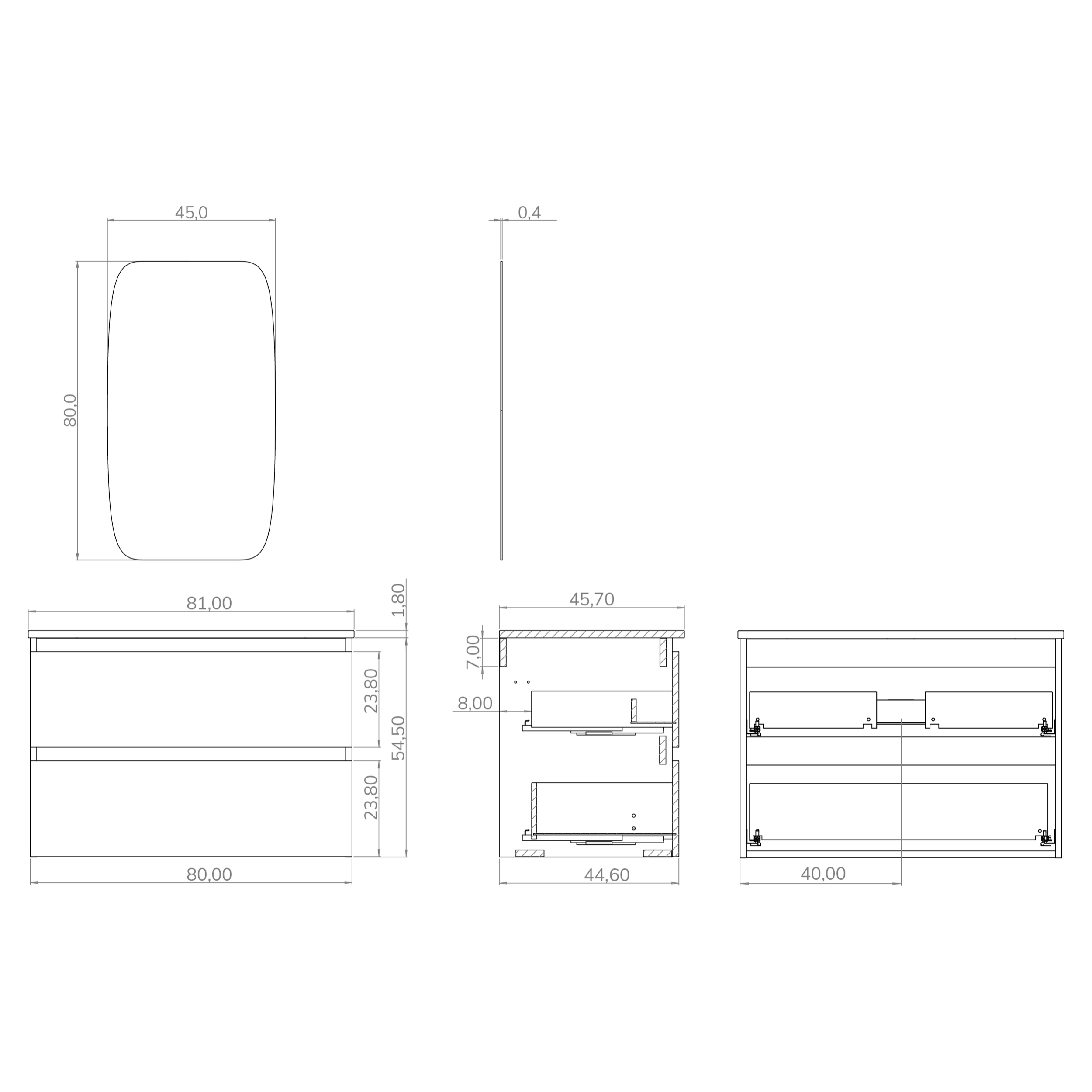 Ensemble de salle de bain IRONA 2C, 80cm, comprend lavabo et miroir