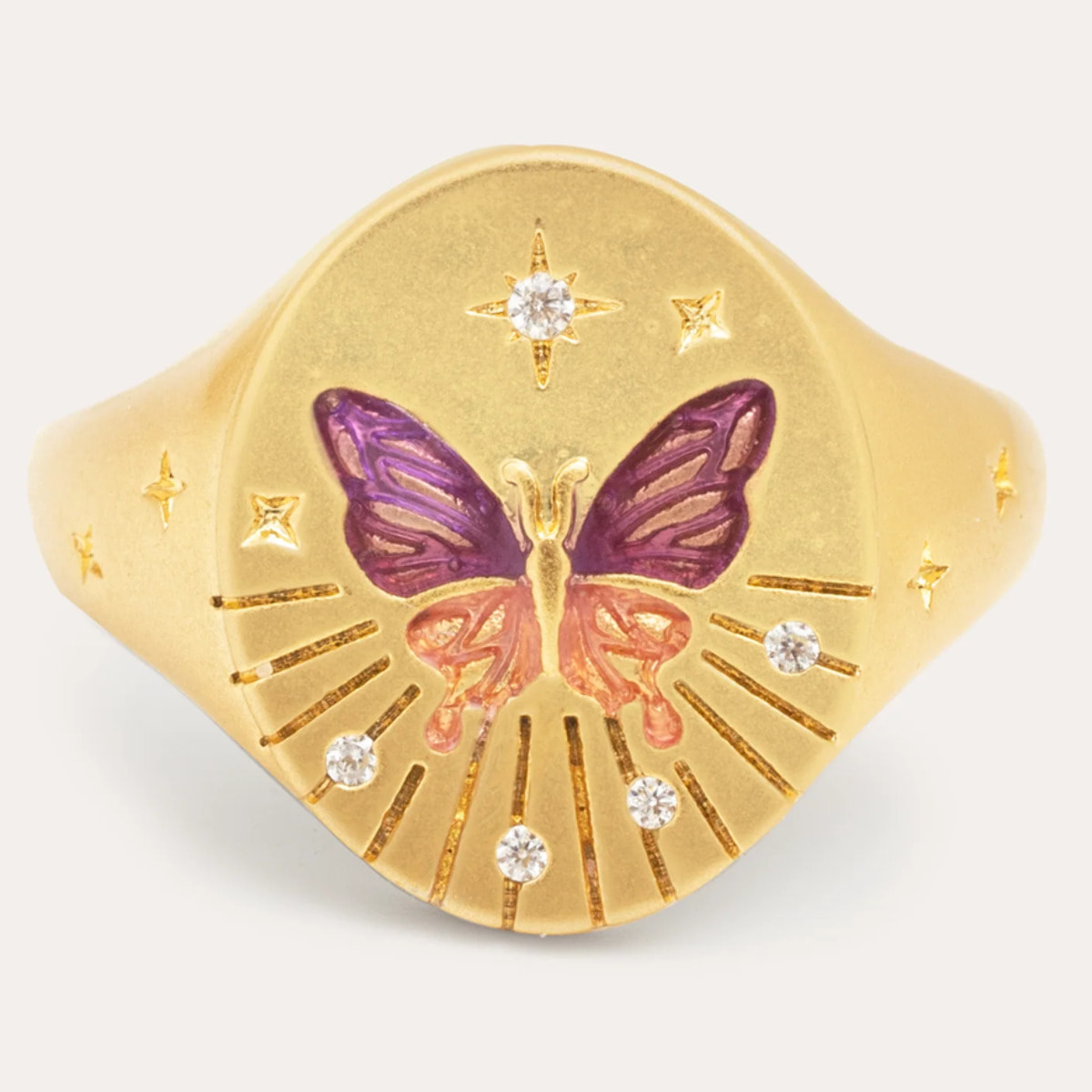 Anelli Butterfly Rose Stamp - 16 Placcato Oro