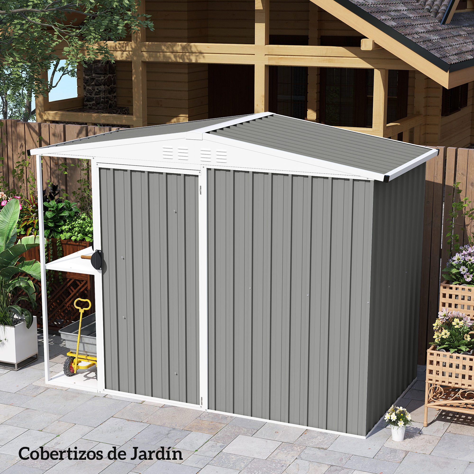 12x Paneles para Tejado de Acero Galvanizado, Chapas Perfiladas de Techo 7m², para Caseta de Herramientas, Cobertizo, Garaje, Exterior, 129x45cm, Gris Claro