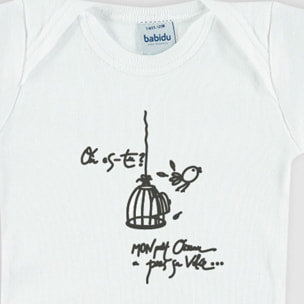 Body M/C Bordado 1X1 Blanco Talla 1