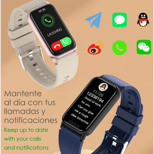 DAM Brazalete inteligente TK72 con temperatura corporal; monitor de glucosa, ácido úrico, cardiaco y de tensión. 4,9x1,1x2,5 Cm. Color: Azul Oscuro