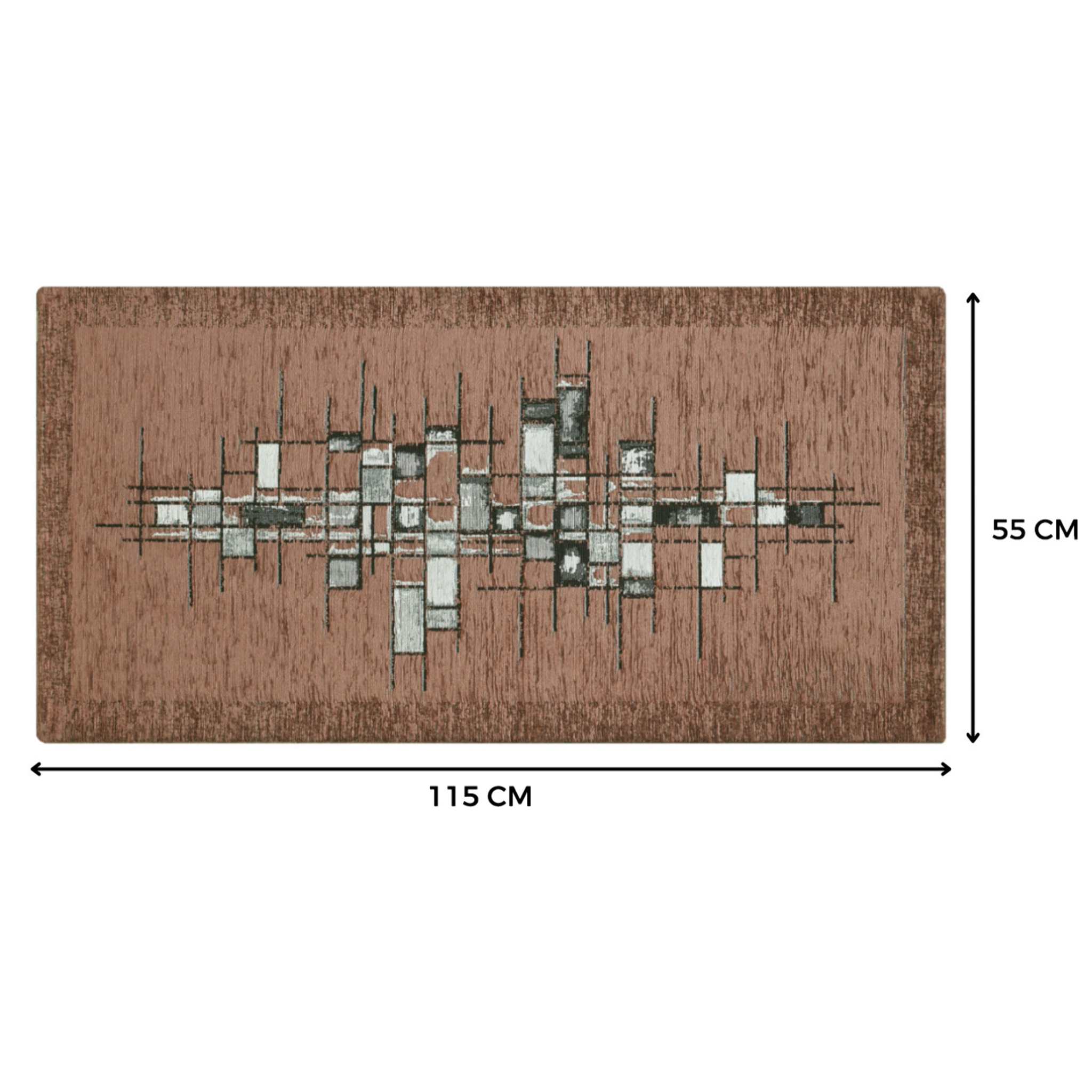 Tappeto Jacquard Ideale Cucina Ingresso Made In Italy Antiscivolo, Lavabile, Morbido Disegno Pixel Marrone By Suardi