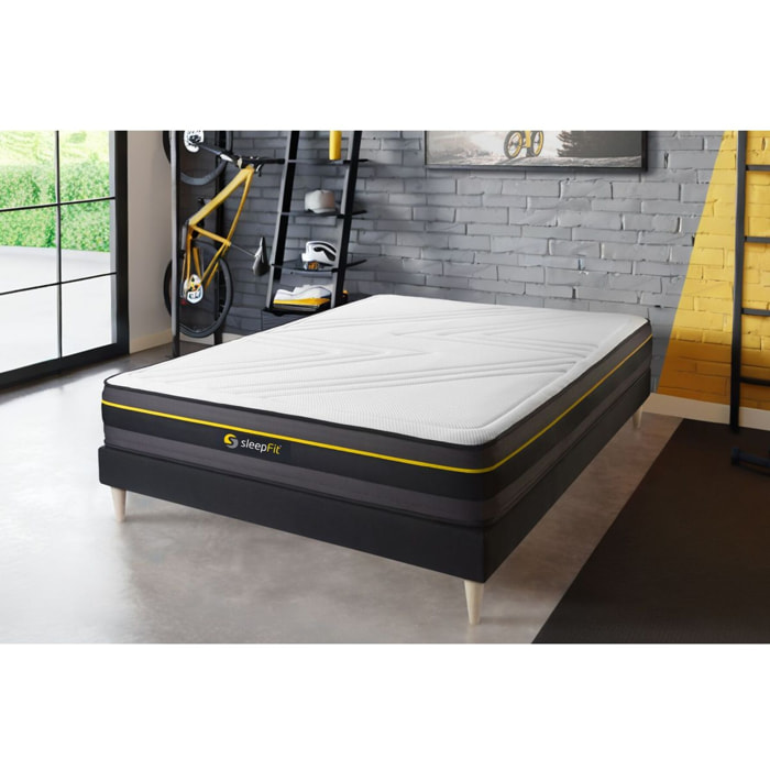 Ensemble - Matelas Mémoire de forme 24cm d'épaisseur - 5 zones de confort - Confort ferme - Sommier tapissier en kit - 1 place