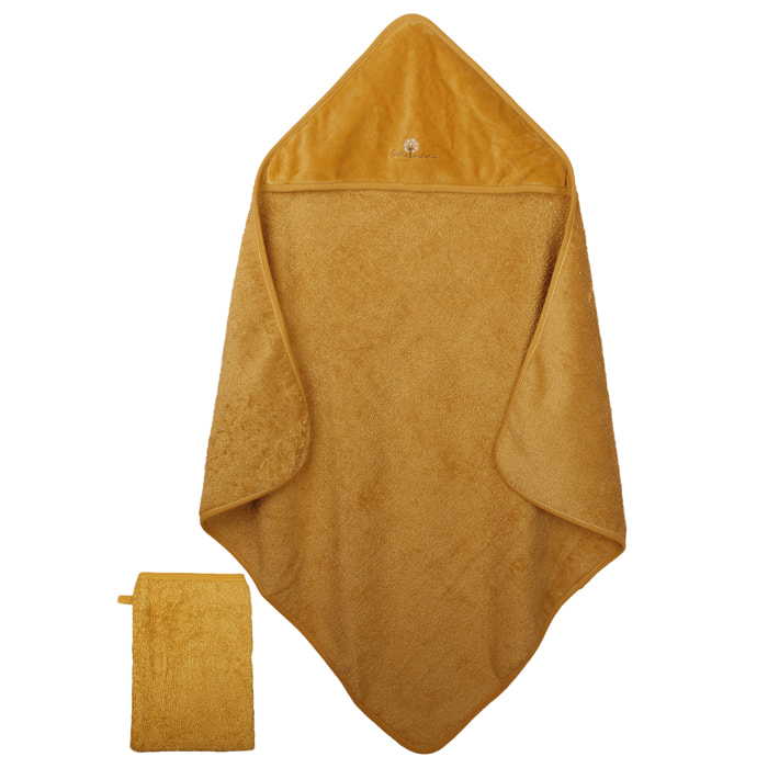 Cape de bain et gant Coton bio-Ambre