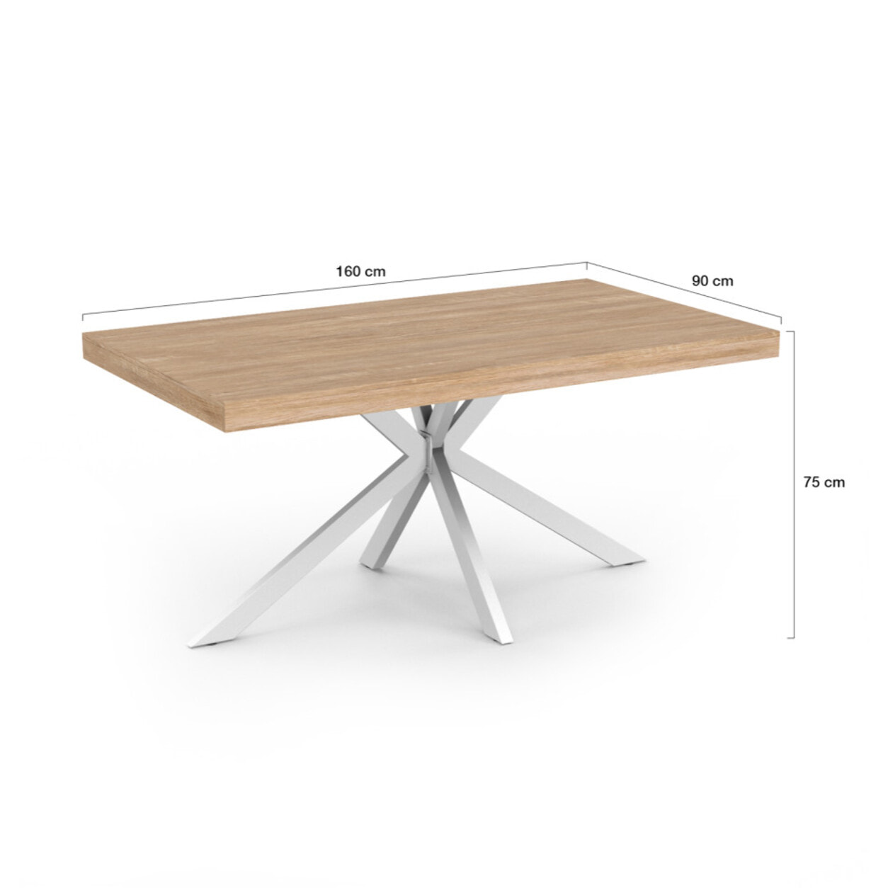 Table à manger Spider bois et blanc 160cm
