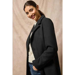 Cappotto Kate abbottonato nero con particolari Polo Club