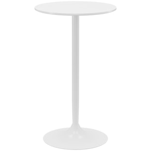Mesa de Bar Redonda Mesa Alta de Cocina Moderna con Encimera Laminada y Marco de Acero para 2 Personas para Casa Comedor Ø60x102 cm Blanco