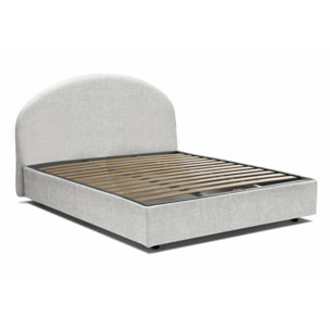 Letto piazza e mezza Acy, Letto contenitore con rivestimento in tessuto, 100% Made in Italy, Apertura frontale, con materasso Cm 120x190 incluso, Bianco